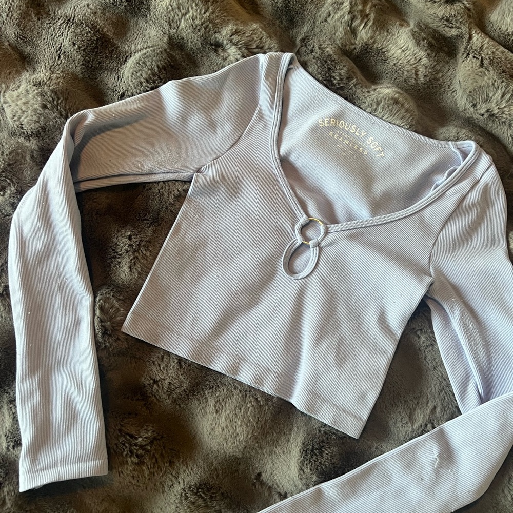 Women's Gray Long Sleeve Top